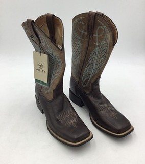 Ariat 10016317 Metallic Teal Stitch Leather Western Work Boots Women's Size 11B