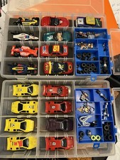 Case of 17 Tyco HO Slot Cars. Original owner. plus parts and extras