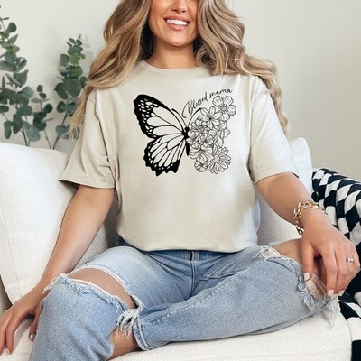 Blessed Mama Damen Ring-Spun T-Shirt Blumen Mutterschaft Geschenk für Sie