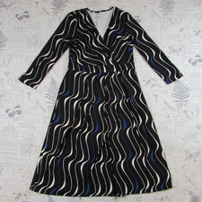 NEW Talbots Womens Black Wavy Stripe faux wrap no iron carrer dress size 4 P