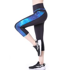 Damen Leggings Fitnesshose Capri 3/4 Sport kn...