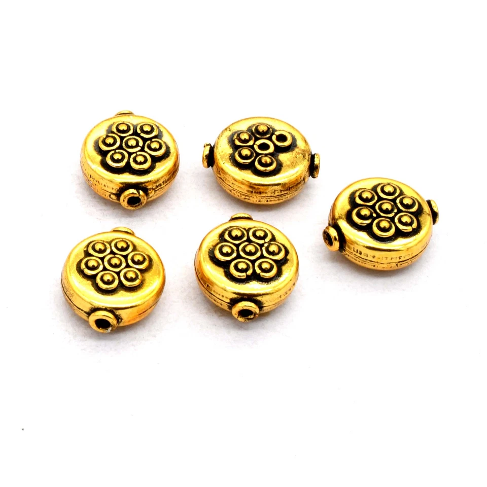 4 Stück 14x8mm Bali Perle Antik Gold Beschichtet Schmuckherstellung Perle 177 - Bild 2 von 4