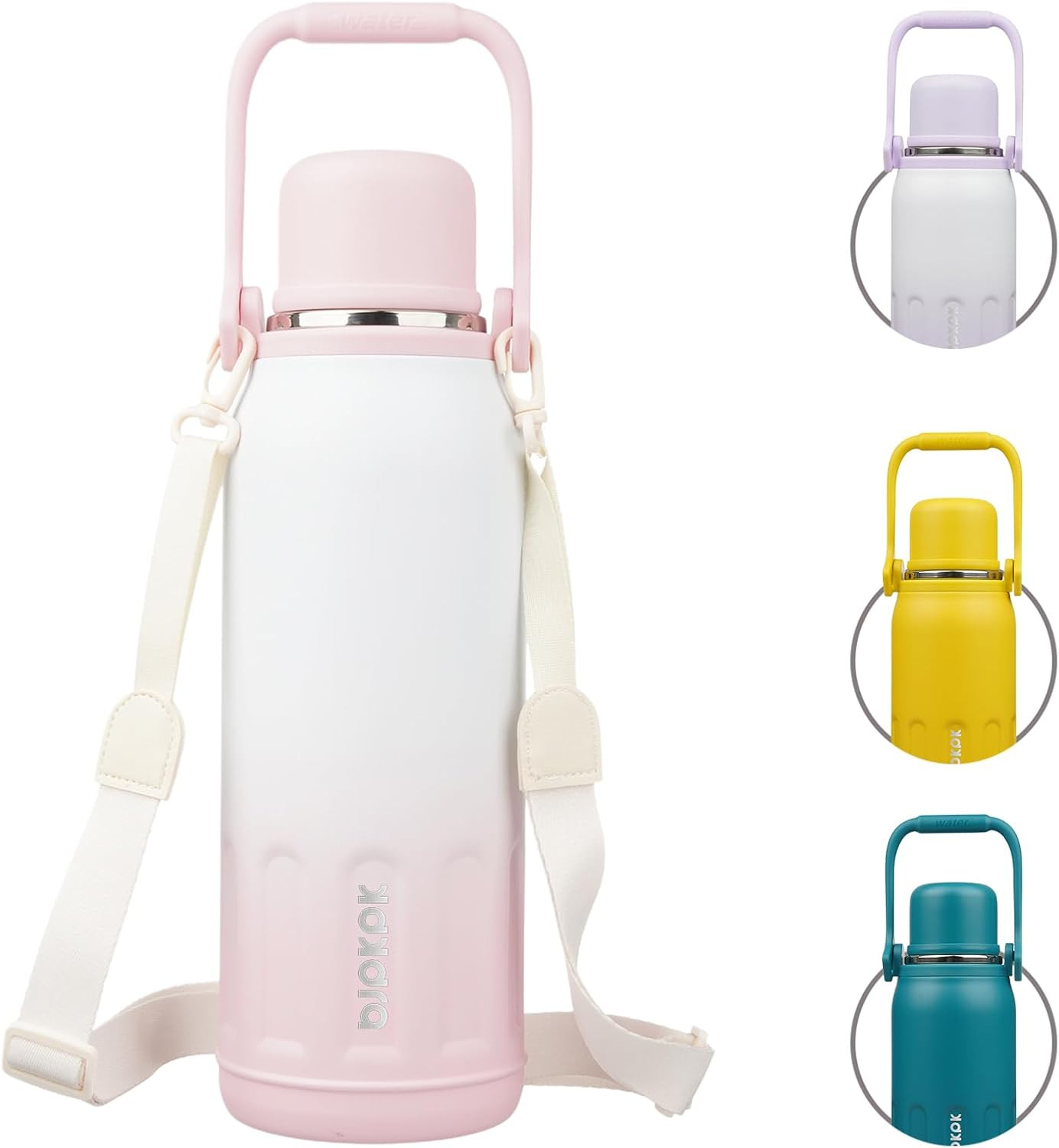 Insulated 50oz Thermal Water Bottle with Lid and Carry Handl