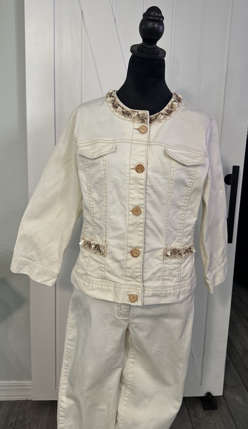 Ruby RD Two Piece Denim Set Cream Colored - image 2