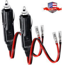 Fused Cigarette Lighter 2 Pack 12v Led Light Male Plug Replacement With Leads...