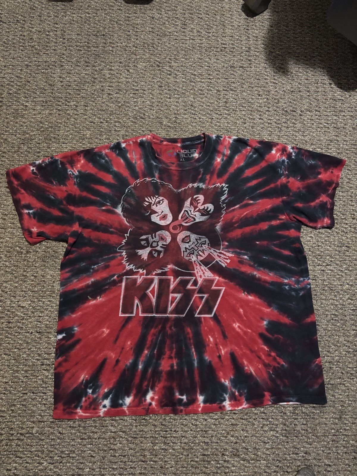 Liquid Blue KISS Rock N Roll Tye Dye T-shirt Mens XL Y2K