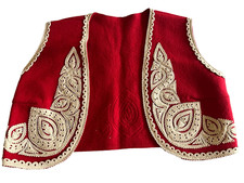 Vintage Embroidered Applique Deep Red Hungarian Vest Handmade