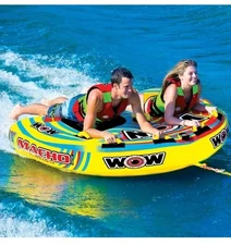 WOW Sports Macho 2 Person Inflatable Towable Tube for Boating Watersports