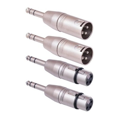 Seefeful 1/4'' TRS to XLR Adapter 4 Pack, 2 Pack Male and Female Silver 
