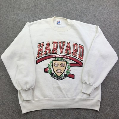 Vintage Harvard Crimson Sweatshirt Mens XL White NCAA College Jerzees Fleece