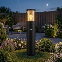 Stehlampe AußEn Sockelleuchte Led Bewegungsmelder Gartenlampe Schwarz Rauch
