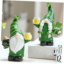 St Patrick's Day Gnomes Decor, 2Pcs Resin 2Pcs-Couple Green, White, and Black