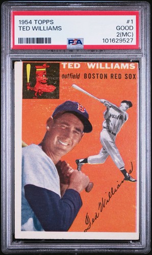 1954 Topps #1 Ted Williams PSA 2 MC GOOD HOF