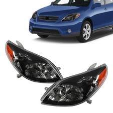 Halogen Headlight Assembly Compatible with 2003-2008 Toyota Matrix Black Housing