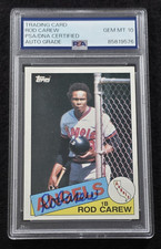 1985 ROD CAREW Signed Topps Baseball Card-HOF-TWINS-ANGELS-PSA 10 Auto