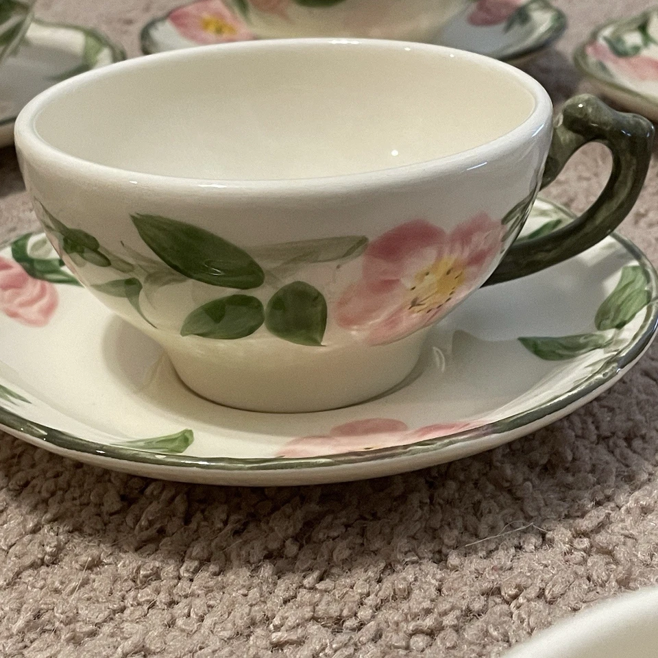 GRAN LOTE de Rosa del Desierto Franciscano 10 tazas de té y 10 platillos vintage UVG Foto 4 de 4