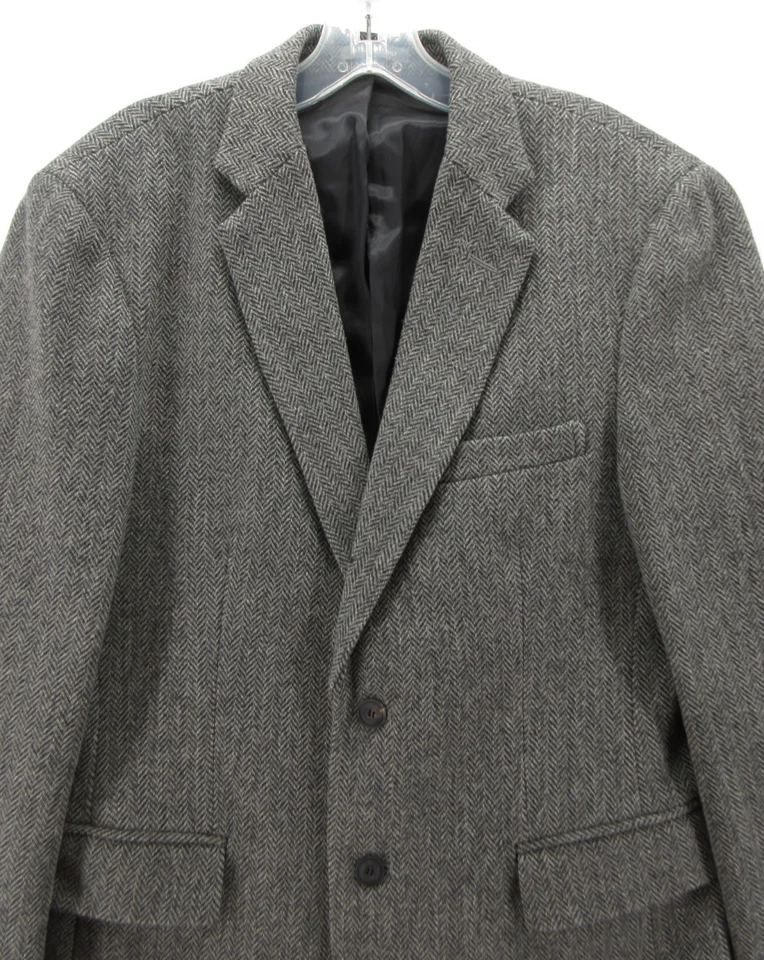 LL Bean Sport Coat Men 38 Gray Signature Blazer Wool Tweed Herringbone Preppy - Image 2 of 4
