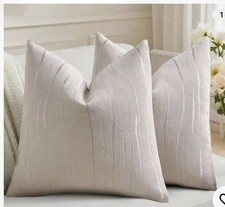 Throw Pillow Covers 18x18 Inch Set of 2, Boho 18" x 18" Pack of 2 Beige