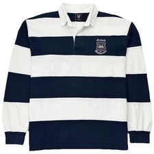 Oxford University Rugby Polo Shirt Men’s L Blue White Long Sleeve Embroidered