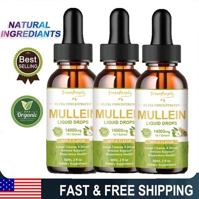 Mullein Drops for Lungs - 1400mg Mullein Leaf Extract for Lung Detox 180ml
