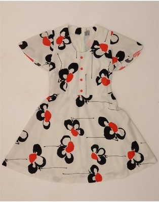 DIOLEN LOFT Damen A-Linien Kleid IT 42 Medium Weiß Blumen Polyester CQ13