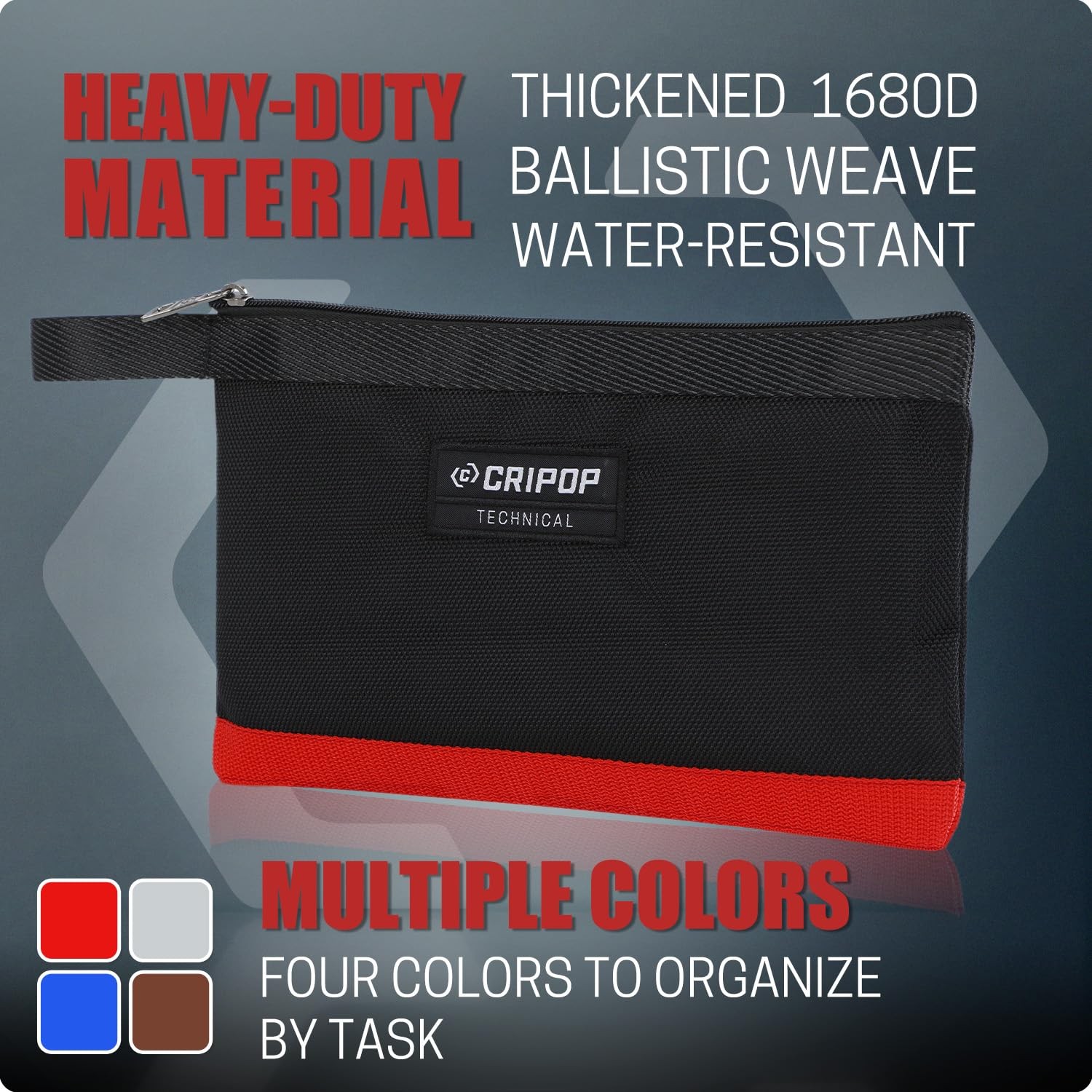 6 Pack Zipper Tool Pouch, 1680D Tools Bag Storage Kit with 4 Zipper Bags and ...