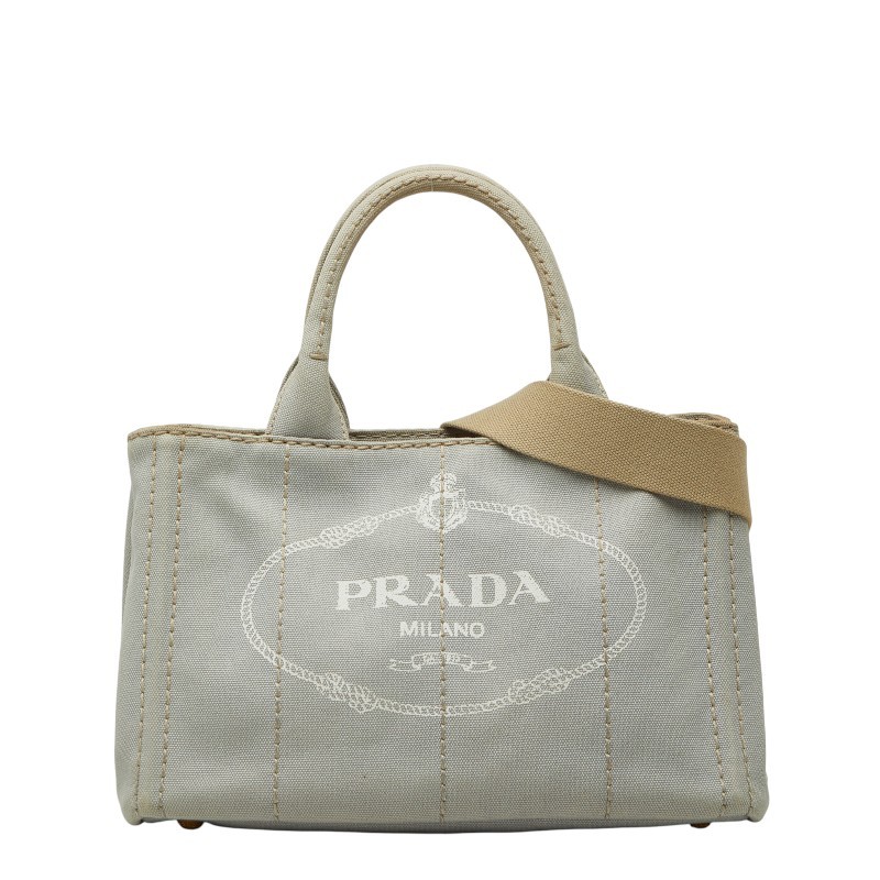 PRADA Canapa mini Triangle With logo Tote Handbag Shoulder 2WAY 1BG439【Used】