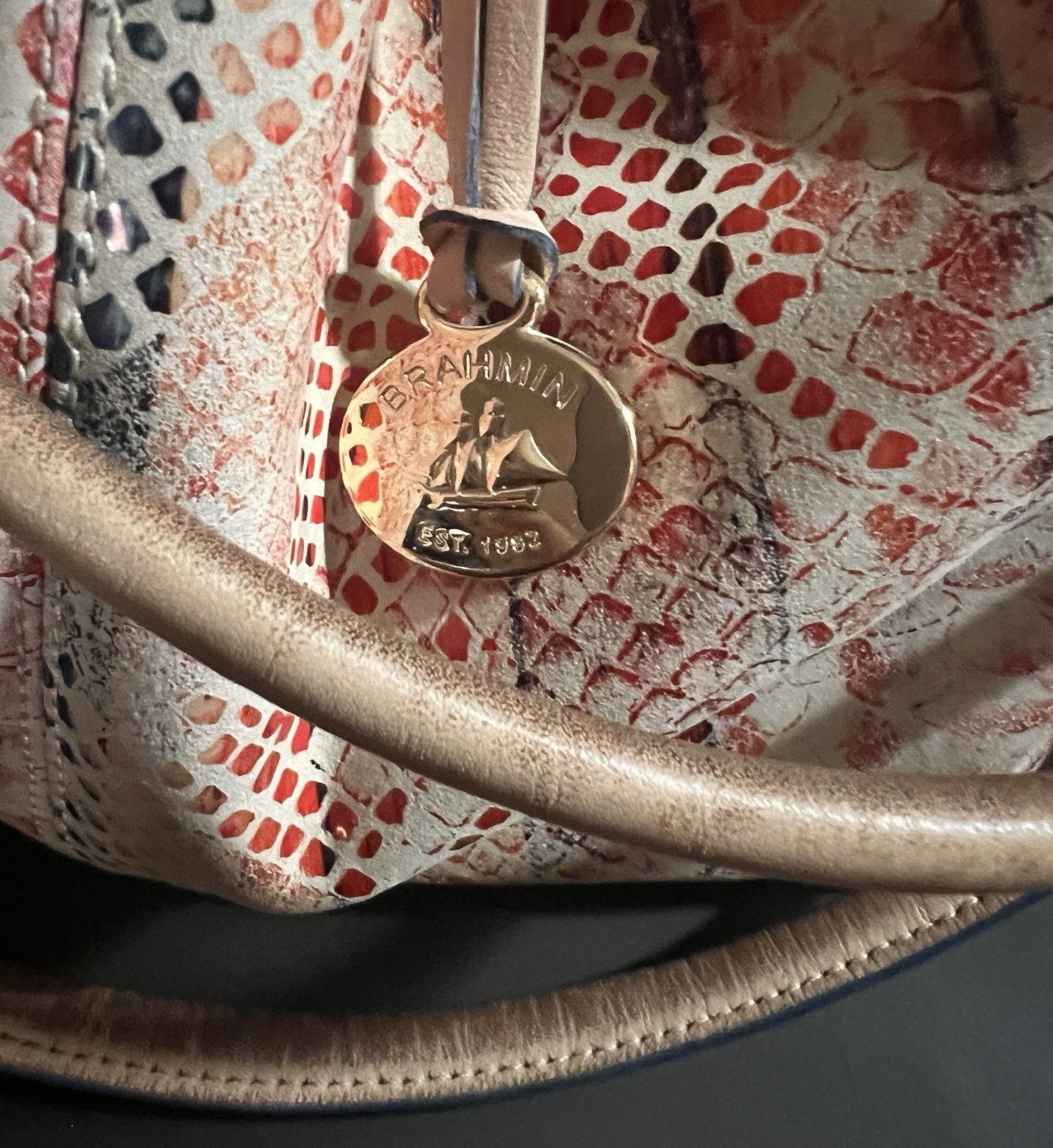 Brahmin Melbourne Multicolor Python Embossed Leat… - image 2