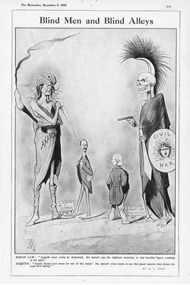 ULSTER v HOME RULE Bonar Law and HH Asquith Satirical Antique Print 1913