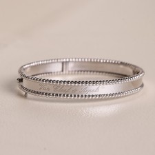Van Cleef Arpels Perlee Bracelet 18K White Gold Bangle Women Size Small Signed