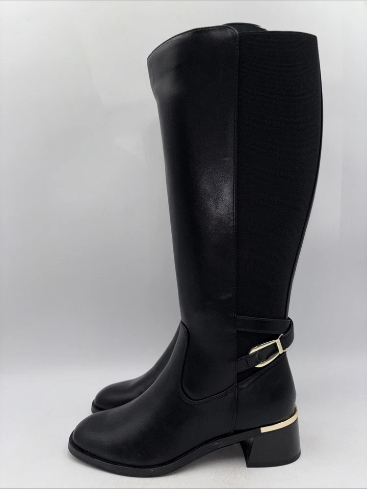 Bota de pantorrilla ancha Unisa Apryl cuero sintético negro talla 8 W Foto 3 de 4