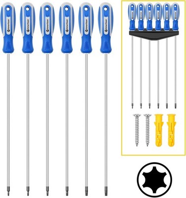 6-Piece Extra Long Torx Screwdrivers Set, length 12''(300mm) T10 - T30, Long Lon
