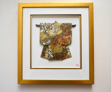 Vintage Japanese Kimono Art,  Signed,  13” x 14”