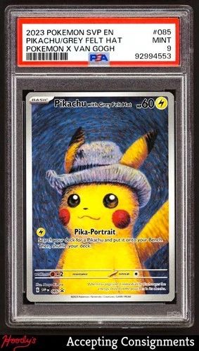 2023 Pokemon Scarlet Violet Black Star Promo Pikachu Grey Hat Van Gogh PSA 9
