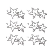 6Pcs Star Hair Accessories Silver Hollow Star Hair Clips and Barrettes for Wo...