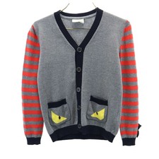 FENDI Made in Italy Cashmere Blend Long sleeve V neck knit cardigan 6A Kid's