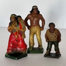 Rare Vintage Solid Cast Iron Indian Native American Figures