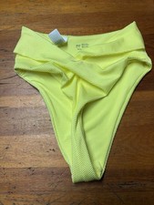American Eagle AERIE High Waist Bikini Bottom Sz XS So Cute  Neon Yellow NWOT