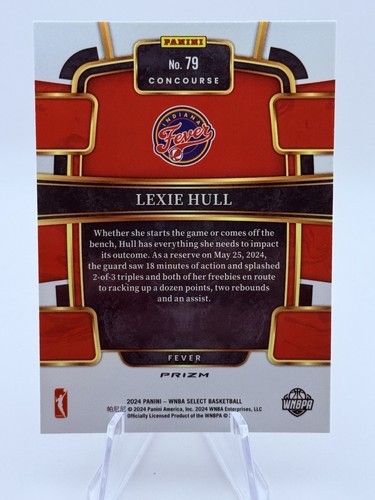 2024 Panini Select WNBA Lexie Hull Concourse Silver Prizm #79 Fever - Picture 2 of 2