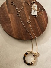 Ralph Lauren Gold-Tone Tortoise-Look Circle Long Pendant Necklace 30" + 3"