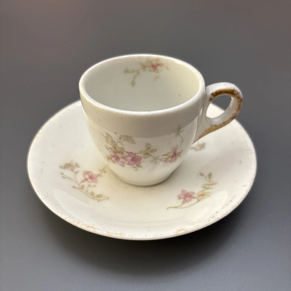 Taza y platillo O.P.CO Syracuse China patrón 50204 flores rosas - ¡MUCHO DESGASTE! Foto 2 de 4