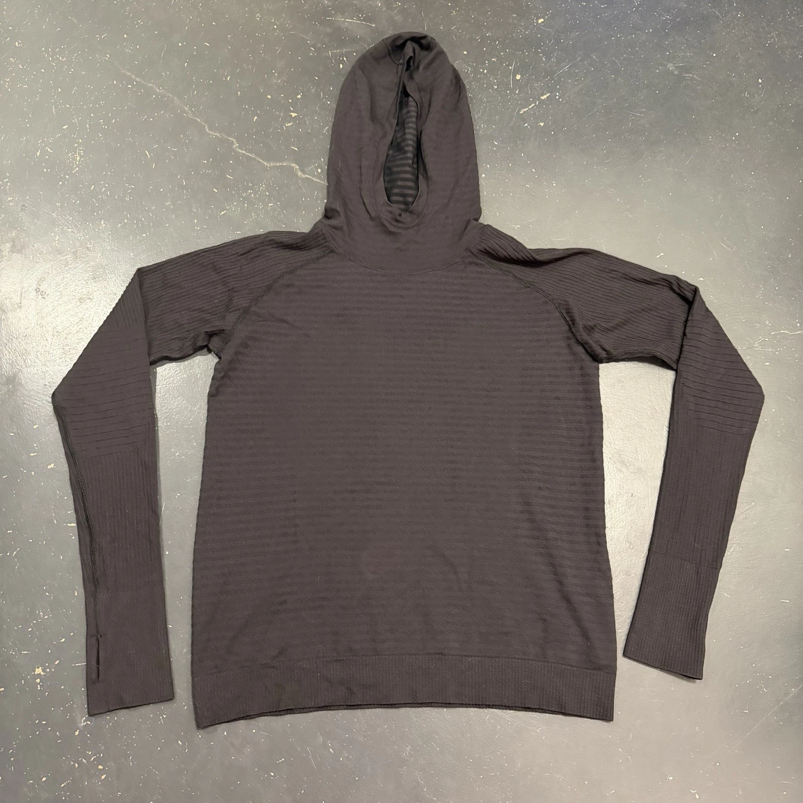 Lululemon Hoodie Womens 10 Black Striped Keep The Heat Thumbholes Athletic
