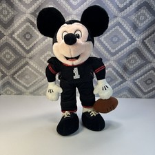 Vintage Disney Mickey Mouse Plush Football Player 1 Black Red Uniform Stuffed