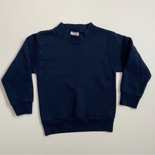 Vintage Jerzees Sweatshirt Crew Neck Mid Weight Kids Unisex Navy Blue USA Made