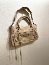 BALENCIAGA City 103208 Leather Shoulder Bag Handbag Beige 2WAY Medium Y2K
