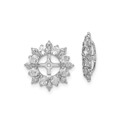 925 Sterlingsilber massiver weißer Topas Diamant Heiligenschein Ohrring Jacken 15 mm
