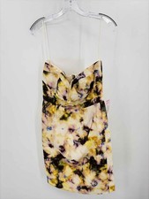 Pre-Owned J Crew Yellow Size 6 Printed Bodycon Short Strapless Dress