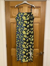 ASOS Floral Cami Sun Dress Black Yellow Blue 12 BNWT holiday summer beach 