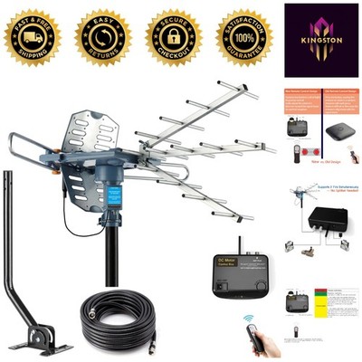 PBD 4K Digital Outdoor Antenna - 150 Miles Range with Remote & Dual TV Support