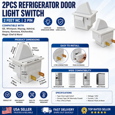 2Pcs Refrigerator Door Light Switch 2 Feet Compatible for GE Whirlpool, Maytag,